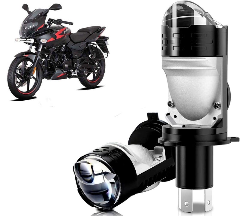 Auto Pearl H4 LED Projector Lens Motorcycle Headlight Bulbs 12V 8000LM Bulb H4 CSP Chip High/Low Beam, 45W-55W Canbus Turbo, 6000K White Light compatible with Pulsar_220 (Pack of 1) - Image 1