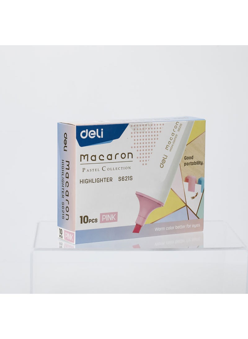 Deli Highlighter Pink Pastel Color Chisel tip 1-5mm , Fast-Drying , for Note-Taking , Drawing illustrations , Pack of 10 - Image 1