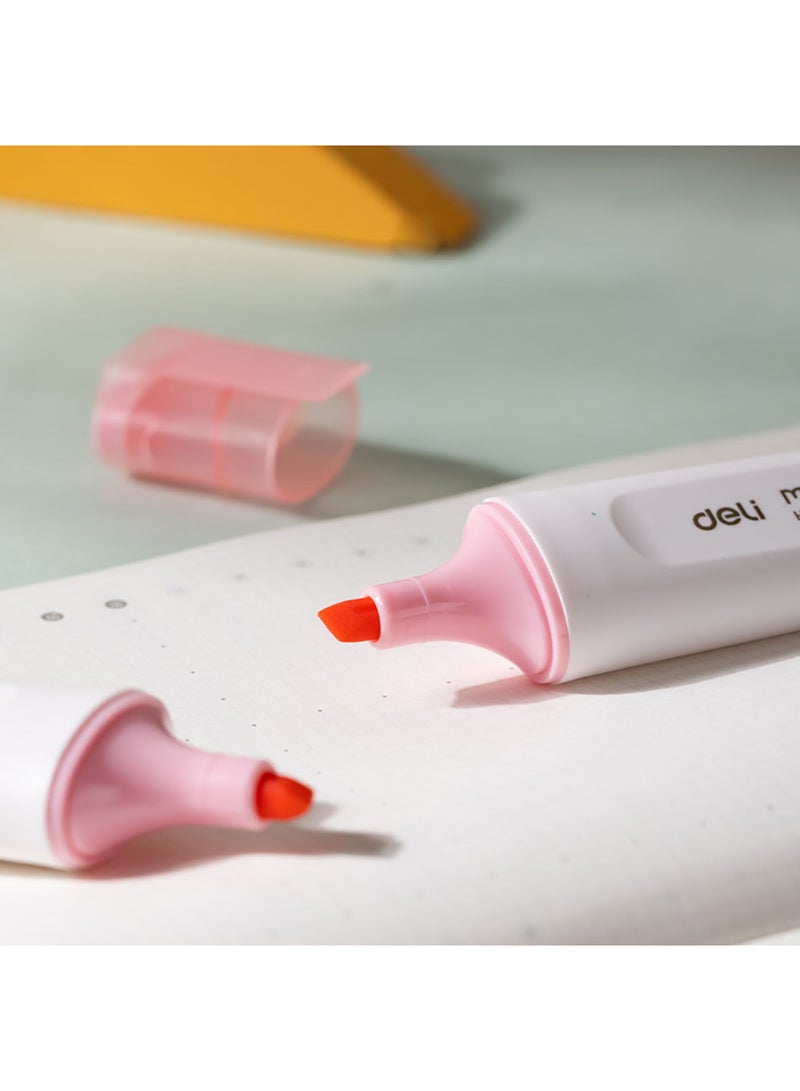 Deli Highlighter Pink Pastel Color Chisel tip 1-5mm , Fast-Drying , for Note-Taking , Drawing illustrations , Pack of 10 - Image 3