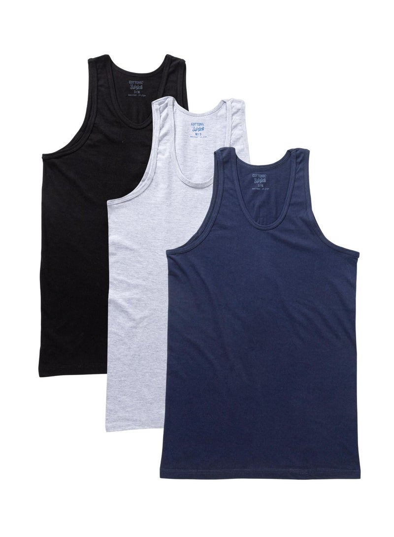 Cottonil Pack of 3 Men's 100% Cotton Sleeveless Tank Top Undershirts - Image 1