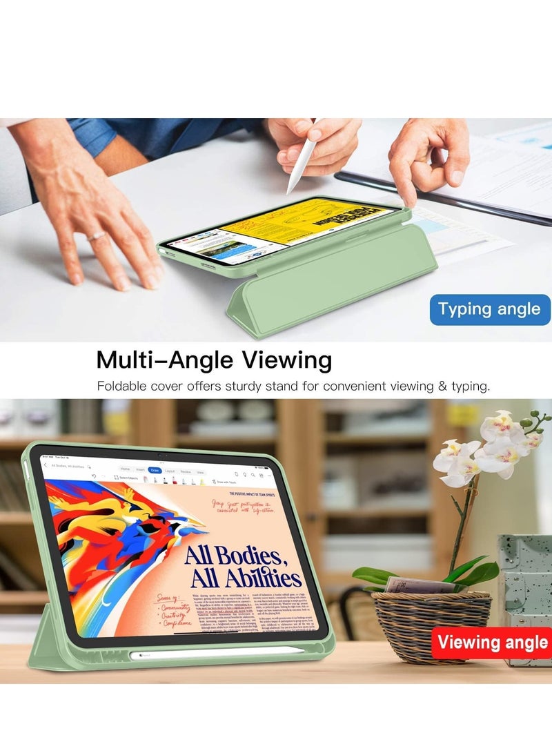 ELTRAZONE Trifold Stand Smart Case for New iPad 10.9 Inch (10th Gen 2022) with Pencil Holder - Soft TPU Back, Auto Wake/Sleep - Matcha Green - Image 5