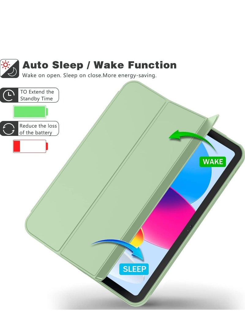 ELTRAZONE Trifold Stand Smart Case for New iPad 10.9 Inch (10th Gen 2022) with Pencil Holder - Soft TPU Back, Auto Wake/Sleep - Matcha Green - Image 4
