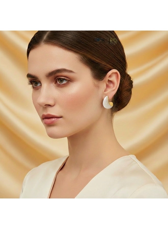AMETOER French Style Stainless Steel Earrings for Women | 18K Gold-Plated High-End Versatile Niche Design Studs - Image 3