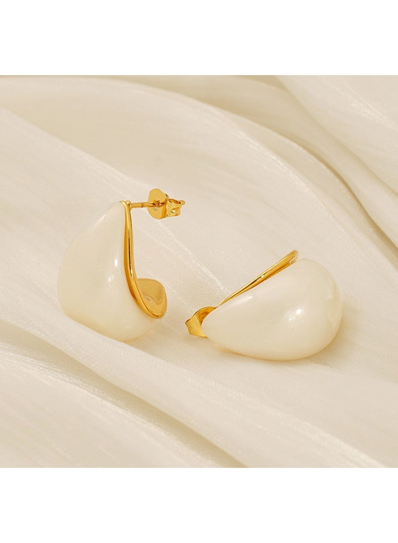 AMETOER French Style Stainless Steel Earrings for Women | 18K Gold-Plated High-End Versatile Niche Design Studs - Image 4
