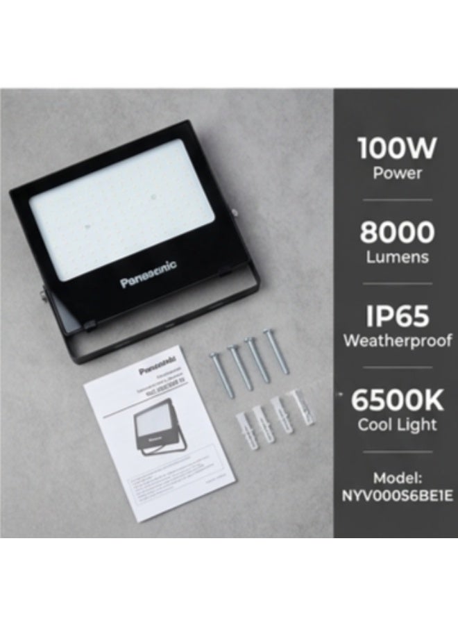 Panasonic LED Flood Light 100W, Cool Daylight 6500K, IP65 Waterproof Outdoor Security Light, 9000lm - Image 1