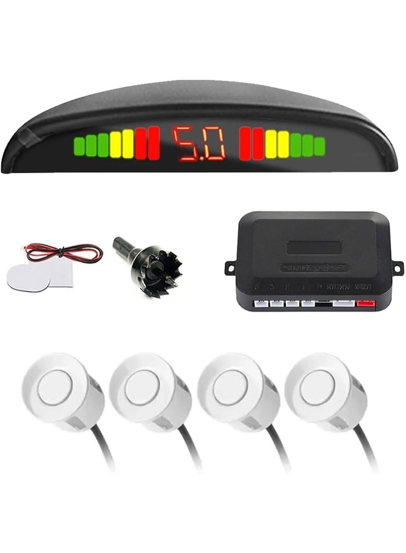 Elshafey Car Parking Sensors with Rear Parking Display with 4 Radar Sensors (white)