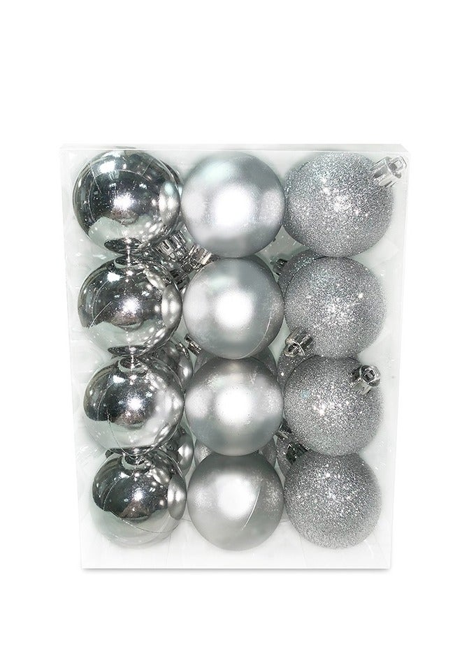 Party Magic زينة لامعة غير لامعة فضية 5 سم 24 قطعة / صندوق PVC