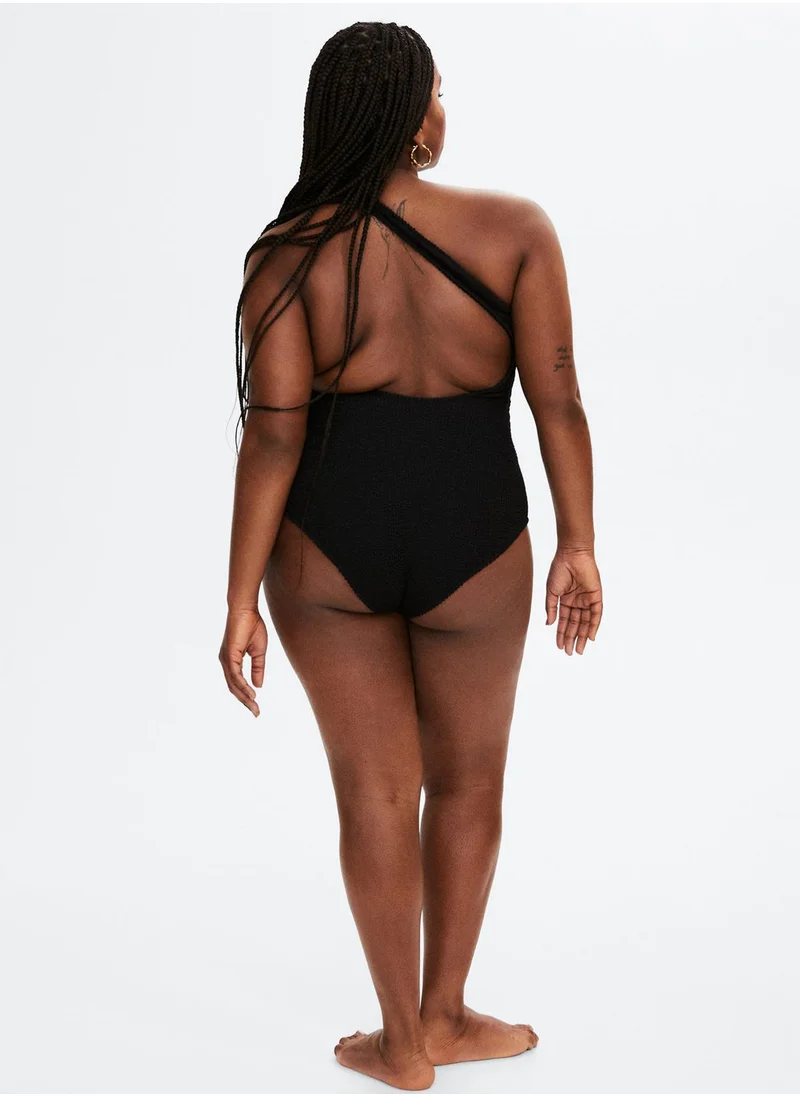 MANGO One Shoulder High Leg Swimsuit