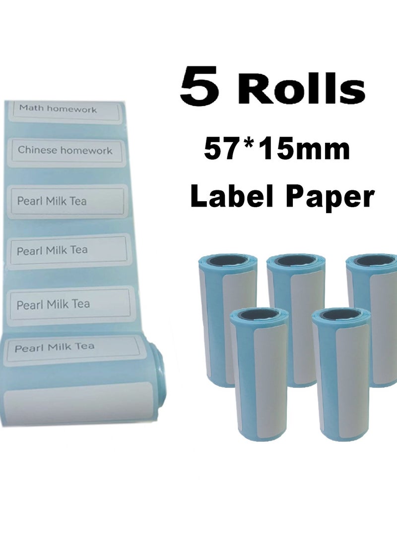 Generic Direct Thermal Printer Printable Thermal Label Paper for Home Office Small Business Barcode Printing 5 Rolls (57x15mm)  - Image 1