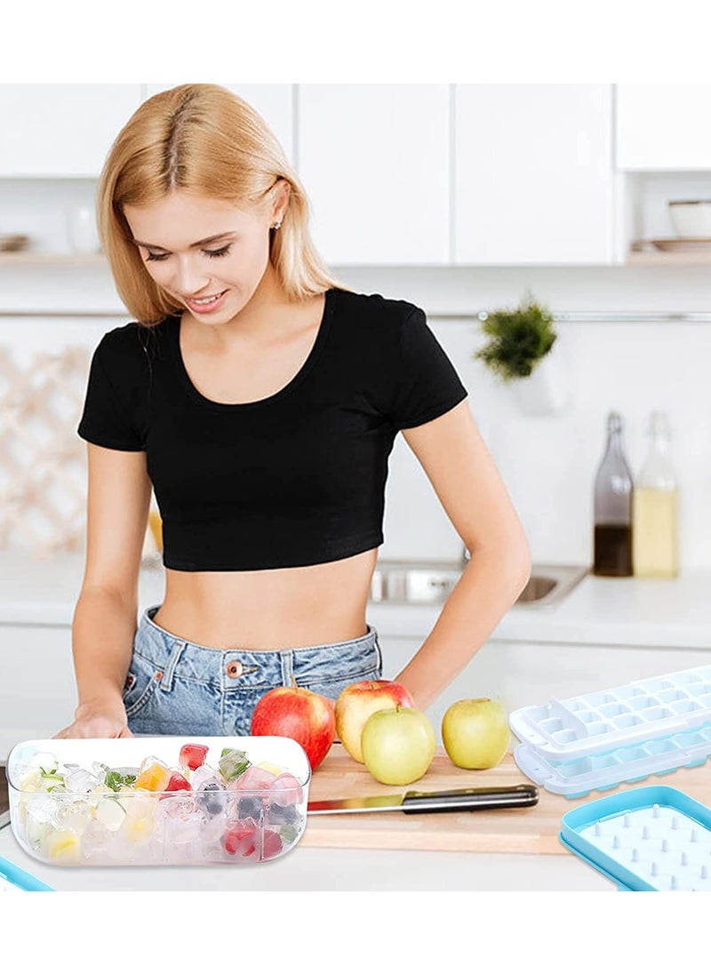 Silicone Ice Cube Tray for Freezer, Stackable Ice Cube Tray with Lid,  48 Ice Cubes, Comes with Scoop, One Second Release All Ice Cubes