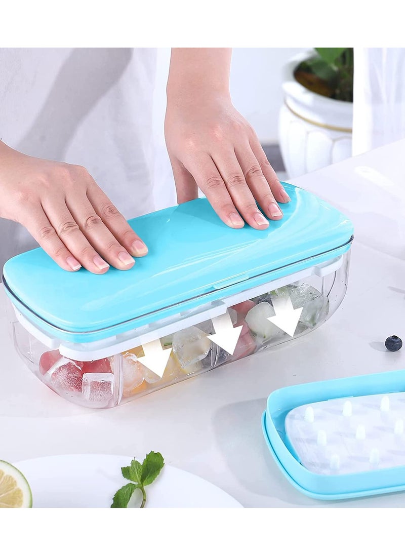 Silicone Ice Cube Tray for Freezer, Stackable Ice Cube Tray with Lid,  48 Ice Cubes, Comes with Scoop, One Second Release All Ice Cubes
