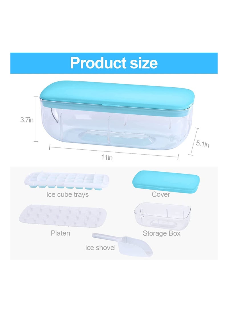 Silicone Ice Cube Tray for Freezer, Stackable Ice Cube Tray with Lid,  48 Ice Cubes, Comes with Scoop, One Second Release All Ice Cubes