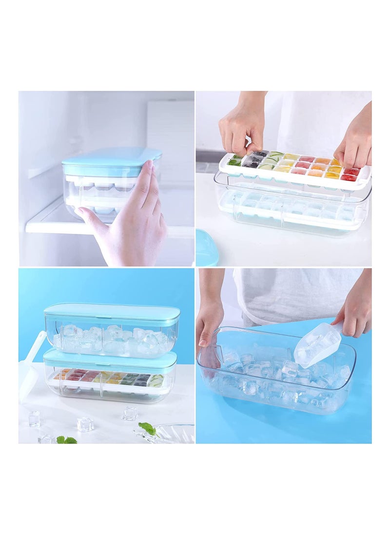 Silicone Ice Cube Tray for Freezer, Stackable Ice Cube Tray with Lid,  48 Ice Cubes, Comes with Scoop, One Second Release All Ice Cubes