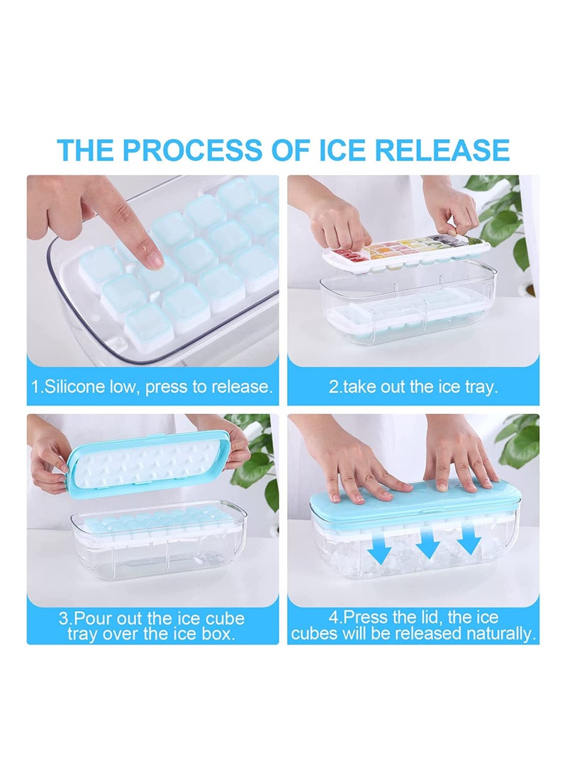 Silicone Ice Cube Tray for Freezer, Stackable Ice Cube Tray with Lid,  48 Ice Cubes, Comes with Scoop, One Second Release All Ice Cubes