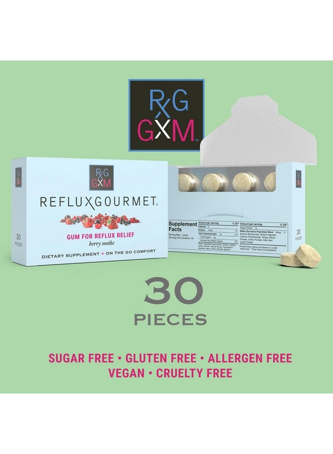 REFLUX GOURMET Reflux Gourmet Berry Soothe Gum Alginate Therapy Sodium Bicarbonate Gum for Acid Reflux, Oral, Cognitive, and Digestive Support, Natural with Ginger, Celeriac and Aloe, Sugar Free, Gluten Free, Vegan  - Image 4