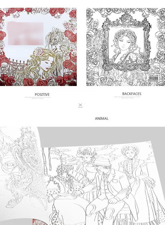 24 Pages Stress Relief Hand Drawn Coloring Book 25x25cm  - Image 2
