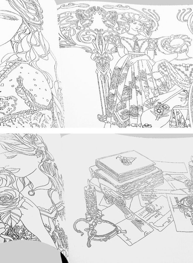24 Pages Stress Relief Hand Drawn Coloring Book 25x25cm  - Image 3