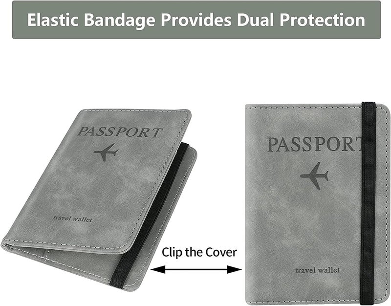 Stealodeal RFID Protector Grey Passport Holder Travel Wallet Organiser, Passport Case with PU Leather Travel Document Holder for Men & Women Travel Accessories - Image 2