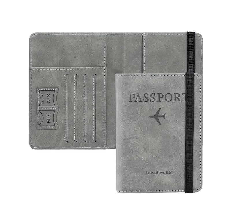 Stealodeal RFID Protector Grey Passport Holder Travel Wallet Organiser, Passport Case with PU Leather Travel Document Holder for Men & Women Travel Accessories - Image 1