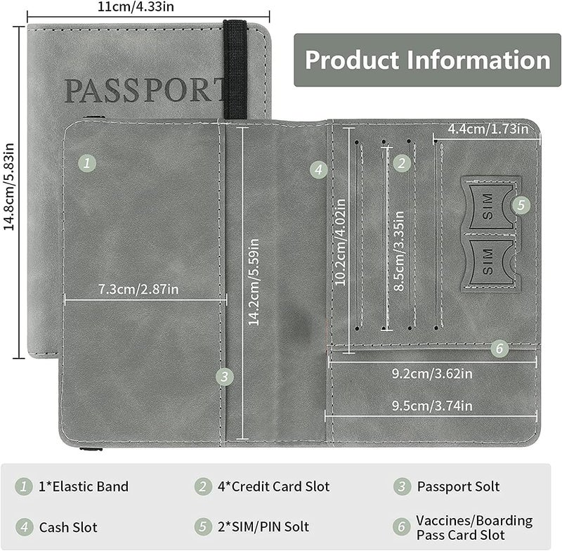 Stealodeal RFID Protector Grey Passport Holder Travel Wallet Organiser, Passport Case with PU Leather Travel Document Holder for Men & Women Travel Accessories - Image 3