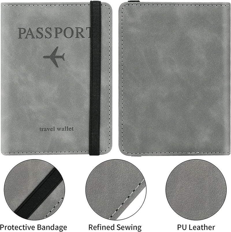 Stealodeal RFID Protector Grey Passport Holder Travel Wallet Organiser, Passport Case with PU Leather Travel Document Holder for Men & Women Travel Accessories - Image 4