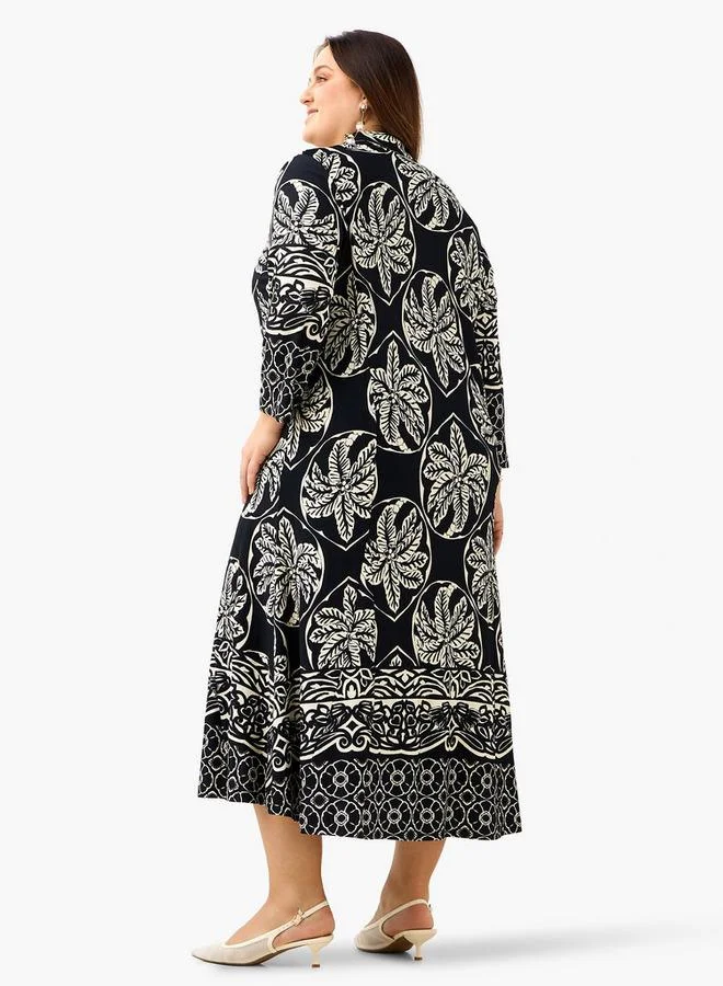  أولا بوبكن فستان بياقة بطبعات زهور مقاس كبير من أولا بوبكن