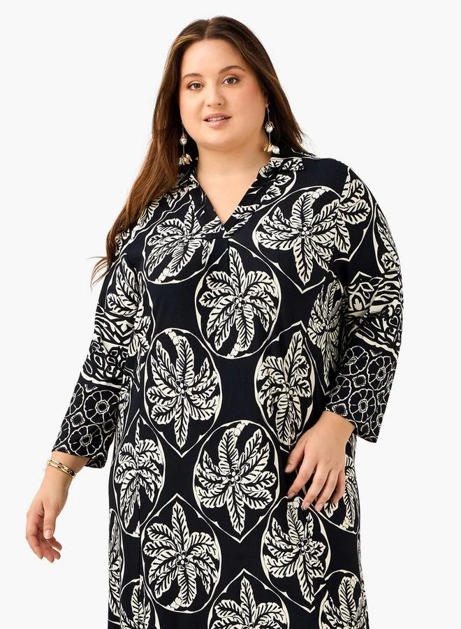  أولا بوبكن فستان بياقة بطبعات زهور مقاس كبير من أولا بوبكن