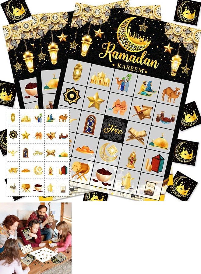 TAPIT Ramadan Kareem Bingo Game Cards Eid Mubarak Party Bingo Games for Kids Ramadan Mubarak Party Decorations Ramadan Mubarak Bingo Cards for 24 Players - Image 1