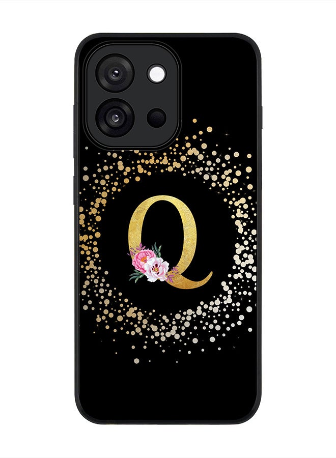 Stylizedd For OnePlus 13s / 13T Case,Slim fit Camera Protection, Shockproof Thin Phone cover  - Custom Monogram Floral - Q ( Black )