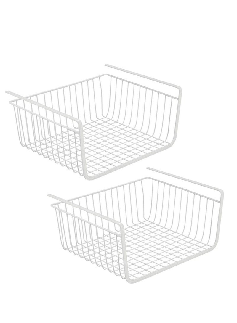 AKDC 2 Pcs Kitchen Under Shelf Storage Basket Large - Lightweight Metal Organizer Rack 48 X 24 X 14 cm