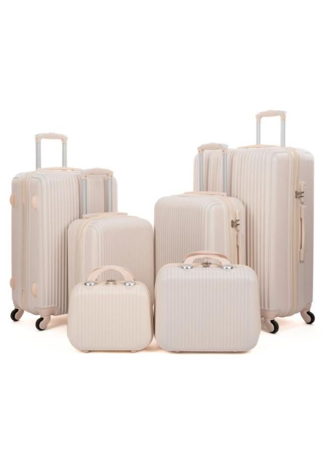 ليمرا طقم شنط سفر مكون من 6 حقائب أمتعة بـ 4 عجلات بتصميم حديث بيج - Image 1