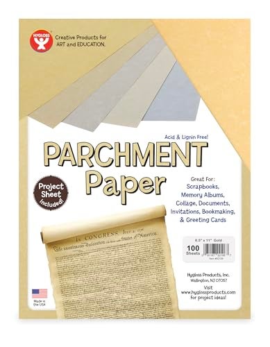 Hygloss Products Craft Parchment Paper Sheets  Printer Friendly Made in USA  812 x 11 Inches Gold 100 Pack