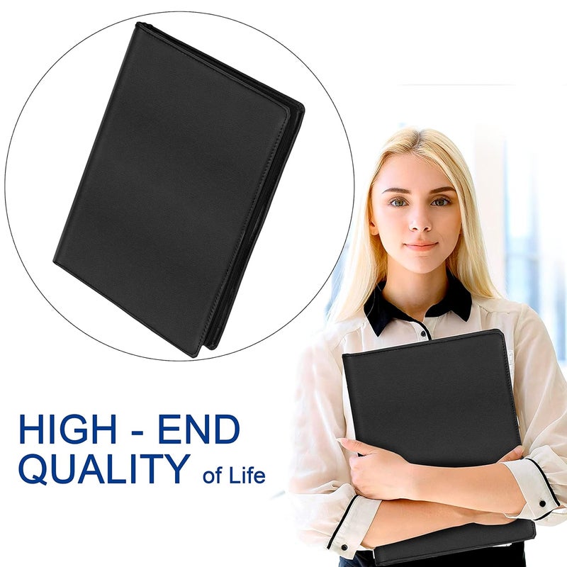 Shuban PU Leather Professional Multipurpose File Folder, Conference Folder Portfolio Organizer for Document Filing - Pen - Business Card Holder - Notepad (703 - Black) - Image 4