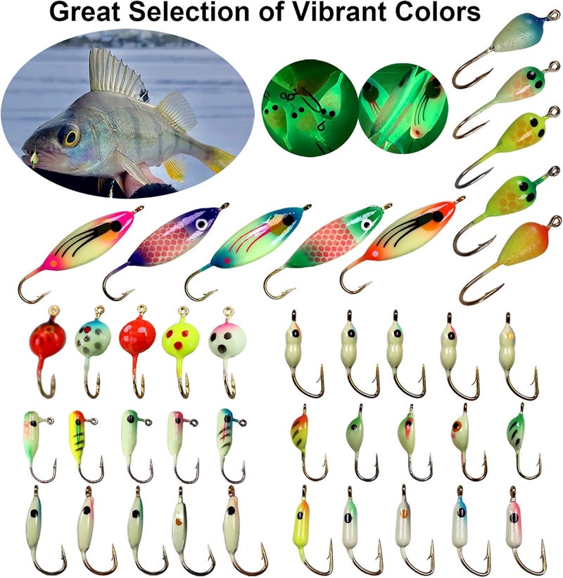 THKFISH Ice Fishing Lures Ice Fishing Jigs Ice Fishing Gear Hard Fishing Lures and Jigs Walleye Ice Fishing Kit Crappie Panfish Pike Jigs,14/26/40PCS - Image 5