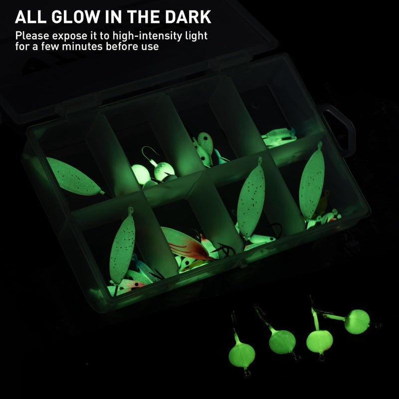 THKFISH Ice Fishing Lures Ice Fishing Jigs Ice Fishing Gear Hard Fishing Lures and Jigs Walleye Ice Fishing Kit Crappie Panfish Pike Jigs,14/26/40PCS - Image 3