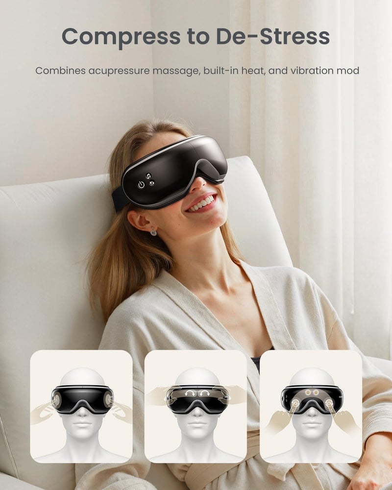 RENPHO Eyeris 1 Eye Massager with Heat, FSA Eligible HSA, Christmas Birthday Gifts for Women Men Mom Dad Her Him, Eye Mask for Migraine, Smart Sleep Mask for Dry Eyes Relax, Reduce Strain - Image 3
