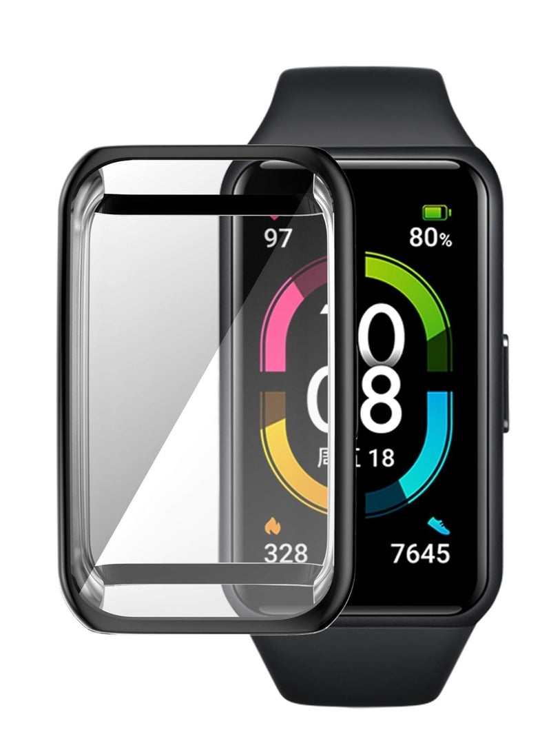 Case Compatible with Huawei Honor Band 6,Ultra-Thin Soft TPU Plated Bumper Case Full Cover Protective Shell Smartwatch Accessories for Huawei Honor Band 6 (Black) - Image 1