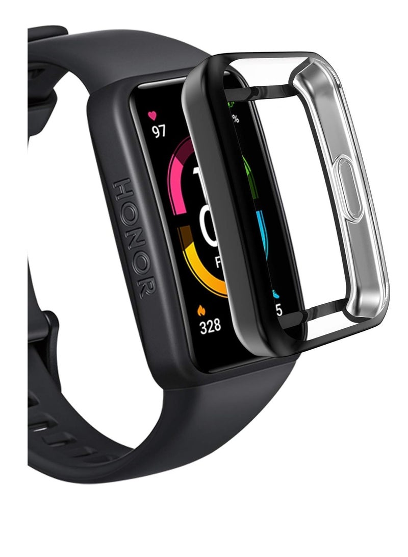Case Compatible with Huawei Honor Band 6,Ultra-Thin Soft TPU Plated Bumper Case Full Cover Protective Shell Smartwatch Accessories for Huawei Honor Band 6 (Black) - Image 3