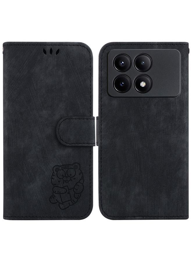 Case For Xiaomi Redmi K70E / Poco X6 Pro Little Tiger Embossed Leather Phone Case