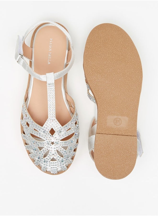 Flora Bella By Shoexpress - Girl's Embellished Sandals With Hook And Loop Closure Ramadan Collection - Image 1