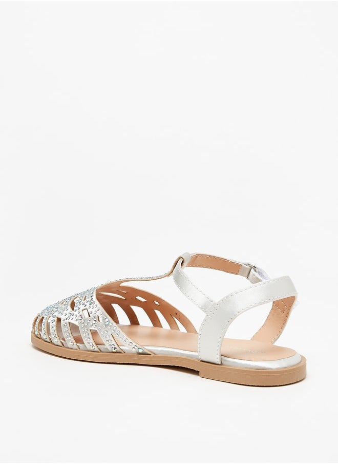 Flora Bella By Shoexpress - Girl's Embellished Sandals With Hook And Loop Closure Ramadan Collection - Image 1