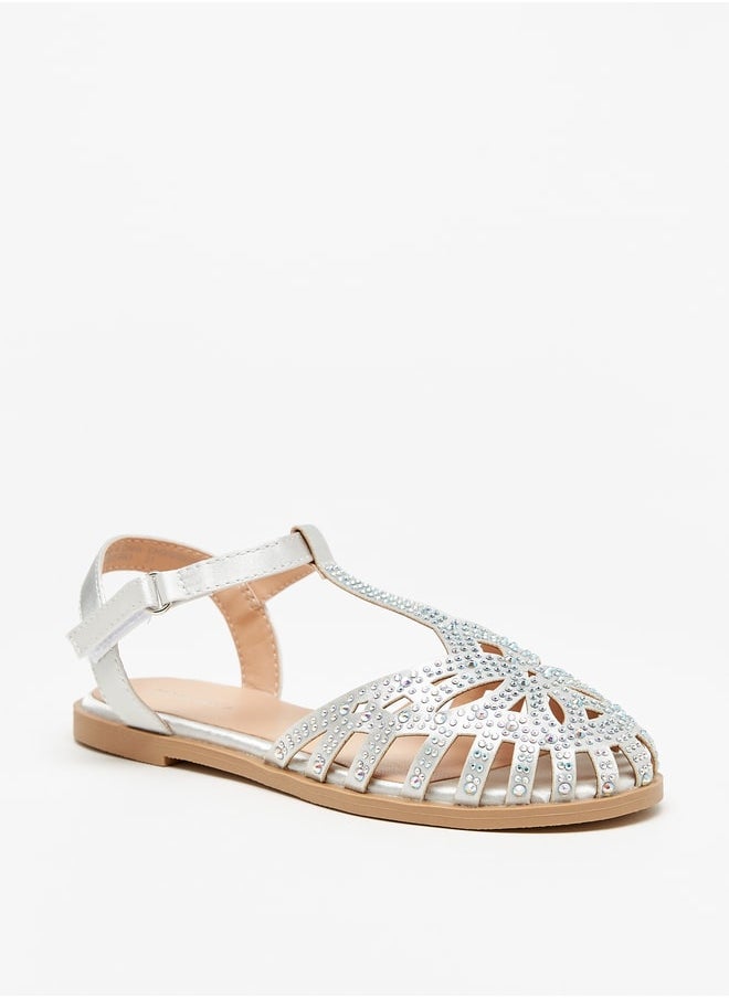 Flora Bella By Shoexpress - Girl's Embellished Sandals With Hook And Loop Closure Ramadan Collection - Image 1