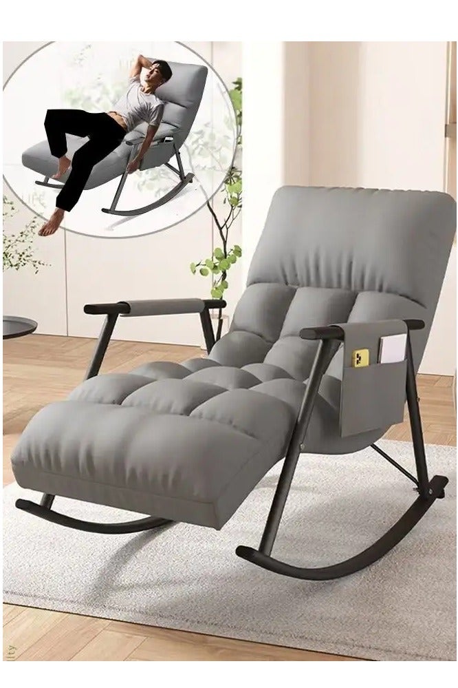 Snooe Rocking Chair, Modern Accent Rocker Armchair with Reclining Positions and Side Pocket, Upholstered High Back Rocking Chair for Nursery, Living Room and Bedroom  - Image 1
