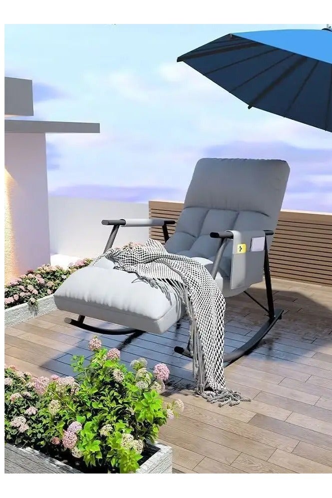 Snooe Rocking Chair, Modern Accent Rocker Armchair with Reclining Positions and Side Pocket, Upholstered High Back Rocking Chair for Nursery, Living Room and Bedroom  - Image 5