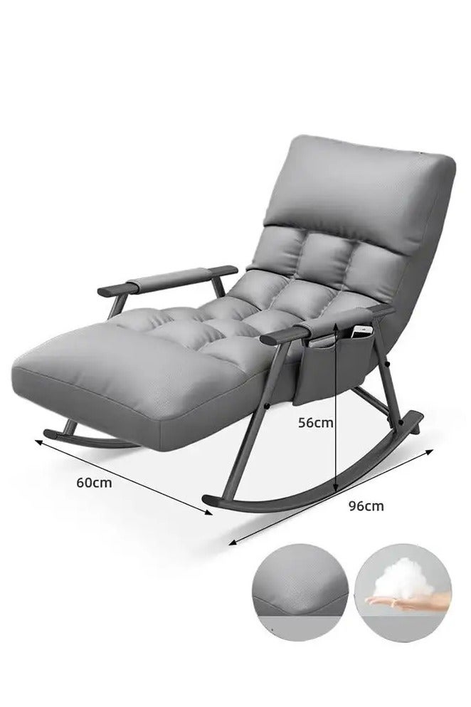Snooe Rocking Chair, Modern Accent Rocker Armchair with Reclining Positions and Side Pocket, Upholstered High Back Rocking Chair for Nursery, Living Room and Bedroom  - Image 4