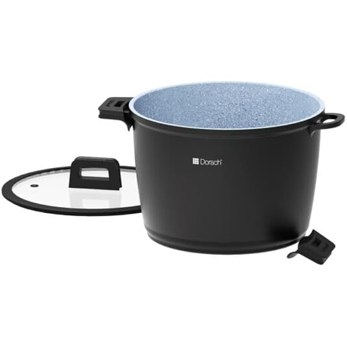 Dorsch Danish Design Ceramic Coated Stockpot  Durable DieCast Aluminum Body  Induction  Gas Stove Compatible  Removable Silicone Handles For Convenience  Tempered Glass Lid Included 28 Cm  10 Liter - Image 5
