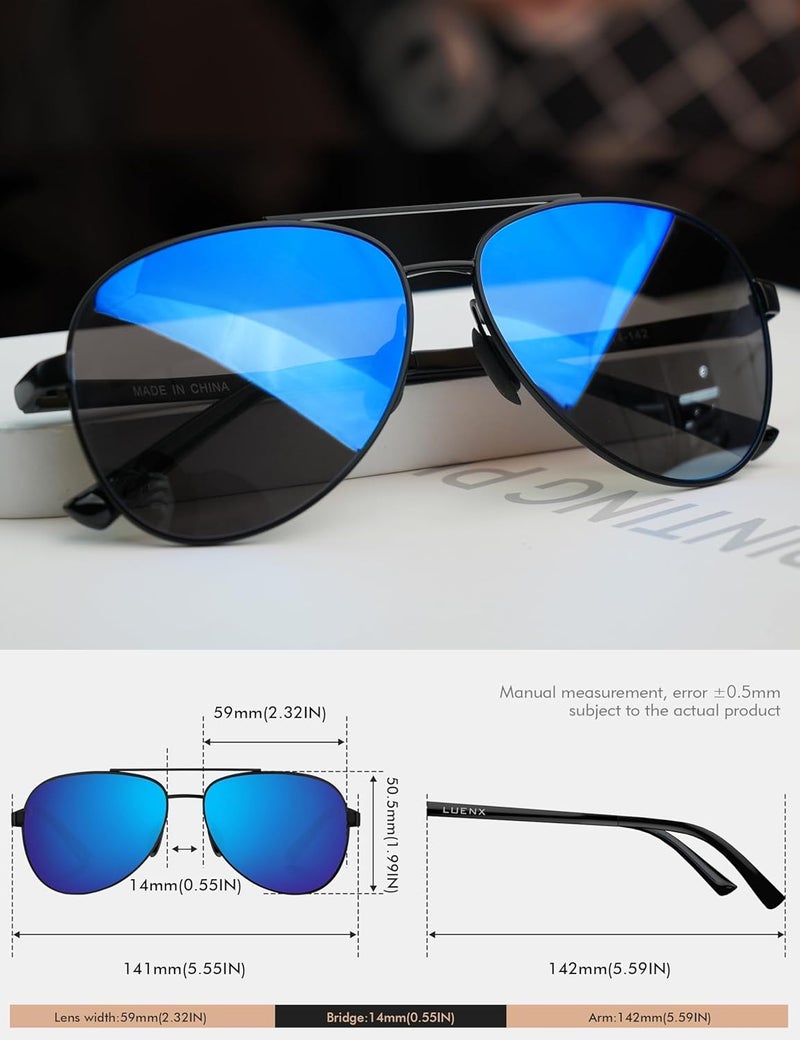 LUENX Aviator Sunglasses for Men Women Polarized - UV400 Protection, Stylish Shades, Driving, Outdoor Activities - Image 2