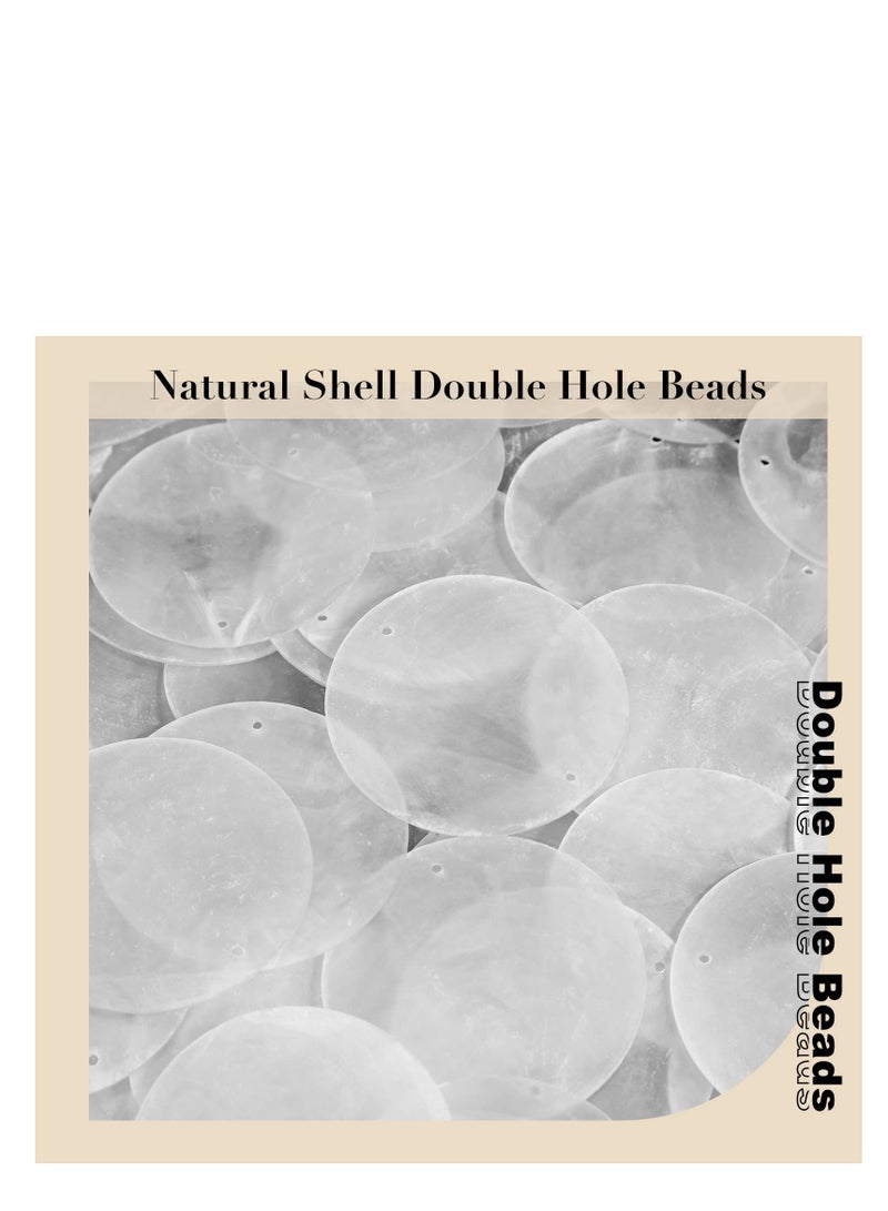 SOLARAE Round Natural Shells Sea Shells, 100 Pcs 2 Inch Oyster Shells, for Crafting with 2 Holes Sea Shell Discs, for Wind Chimes Door Curtain, DIY Crafts Hanging Pendant, Ornaments, Wedding Home - Image 2
