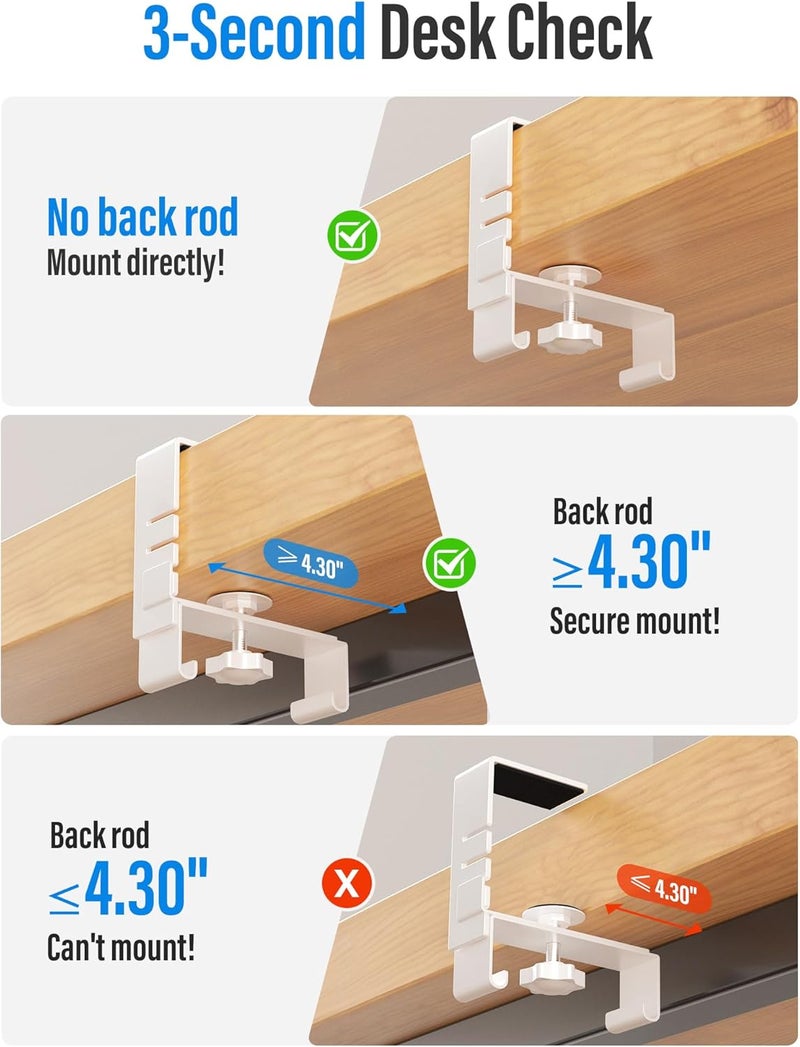 Cinati [Upgraded] Large Under Desk Cable Management Tray, Cinati Cable Management Under Desk No Drill, 42" Fabric Cord Hider for Wire Organizer, Cord Organizer for Office, Home - Supports Up to 30lbs White - Image 3