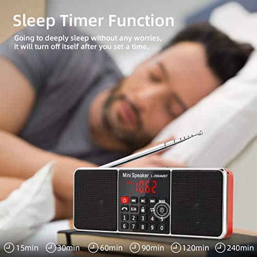 PRUNUS J-288 Portable Radio AM FM Radio with Bluetooth Speaker, Sleep Timer, Power-Saving Display, Ultra-Long Antenna, AUX Input & USB Disk & TF Card MP3 Player, NO Manual Preset - Image 5